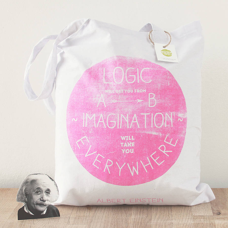 original_einstein-logic-and-imagination-pink-tote-bag